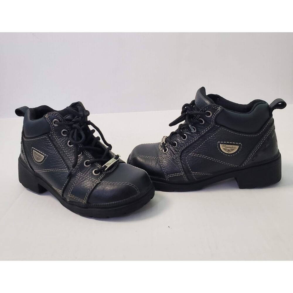 Milwaukee Motorcycle Black Leather Lace Up Biker Boots